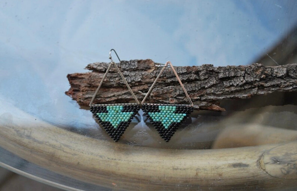 Eagle Black and Turquoise Earrings