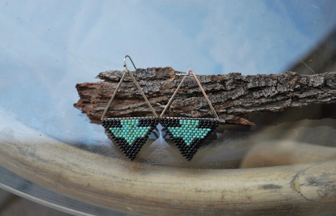 Eagle Black and Turquoise Earrings