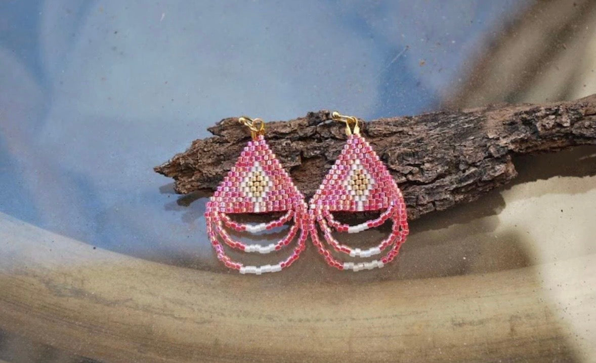 Coral Looped Fringe Earrings