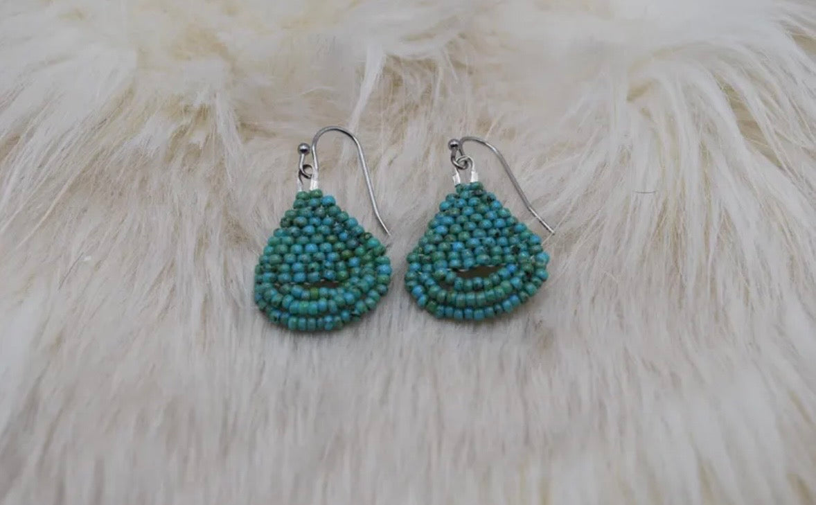 Mini Turquoise Looped Fringe Earrings