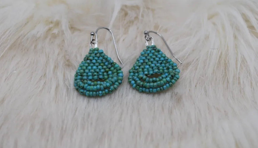 Mini Turquoise Looped Fringe Earrings