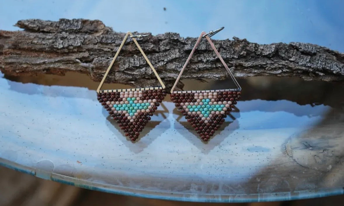 Eagle in Chocolate and Beige Earrings
