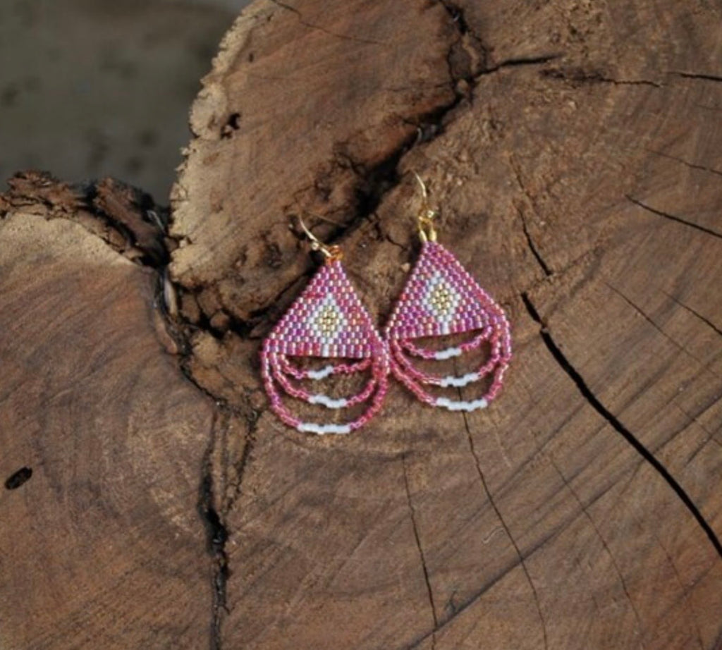 Coral Looped Fringe Earrings