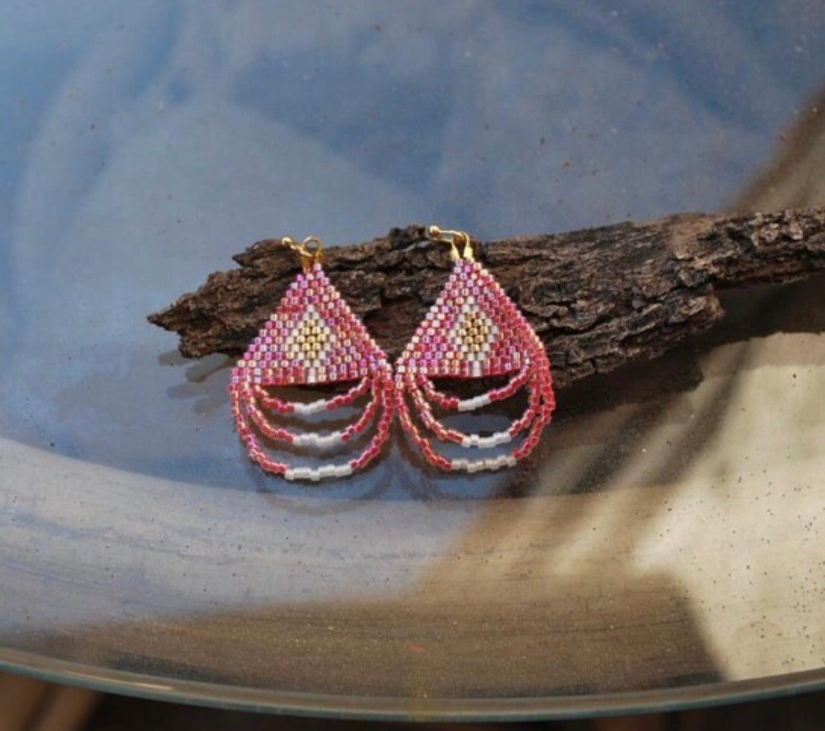 Coral Looped Fringe Earrings