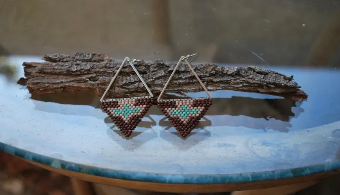 Eagle in Chocolate and Beige Earrings