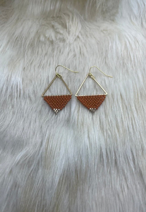 Burnt Orange and Gold Geometric Earrings