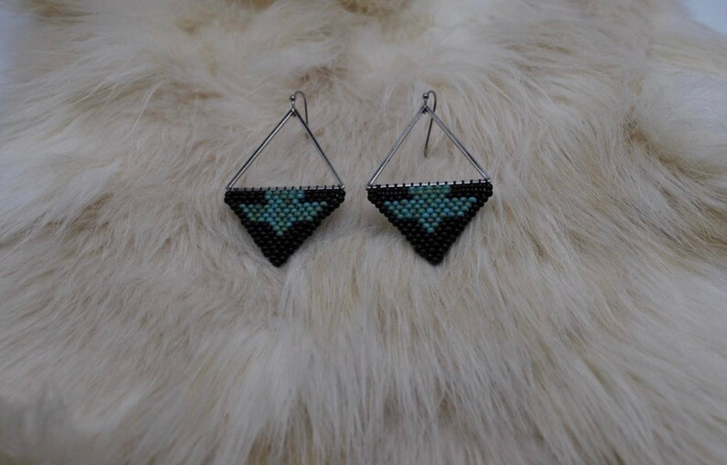 Eagle Black and Turquoise Earrings