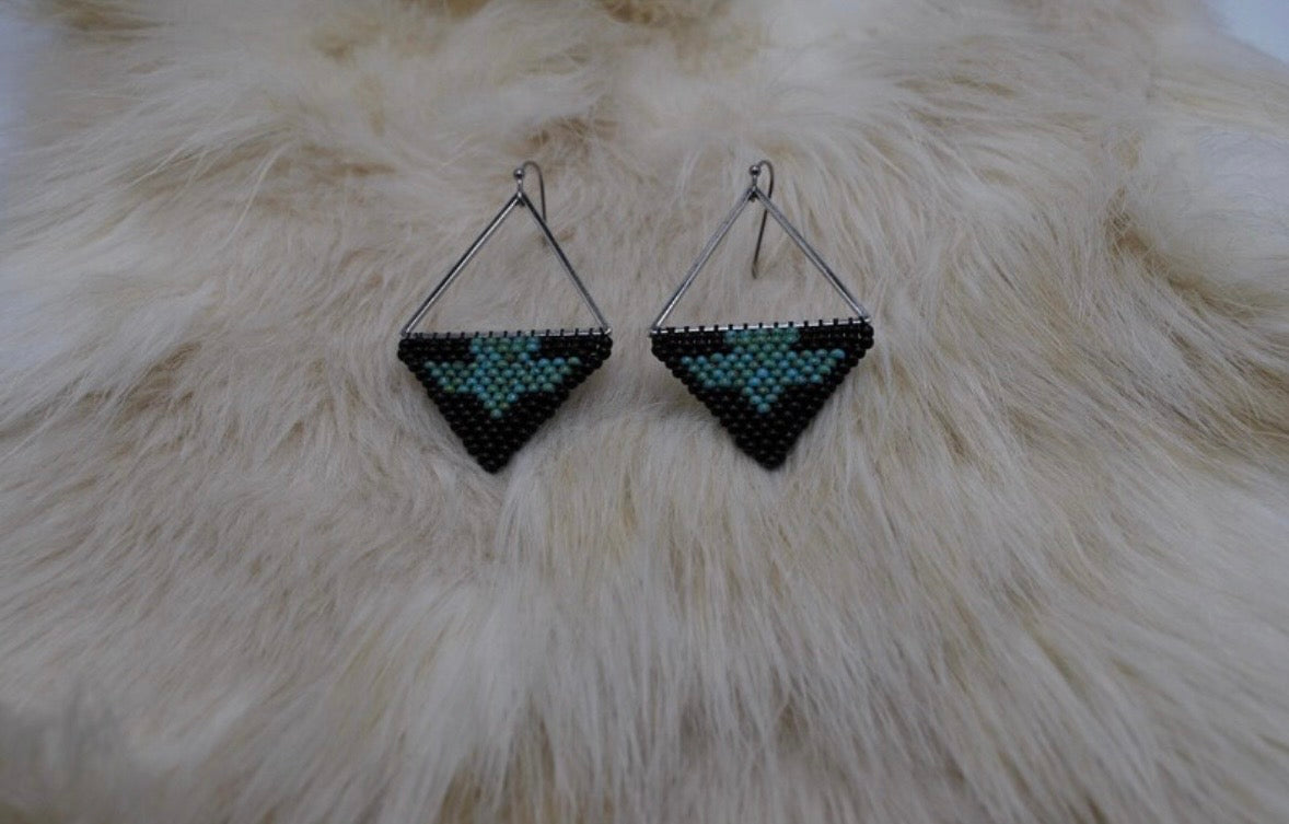 Eagle Black and Turquoise Earrings