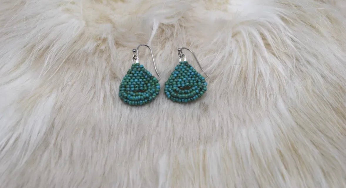 Mini Turquoise Looped Fringe Earrings