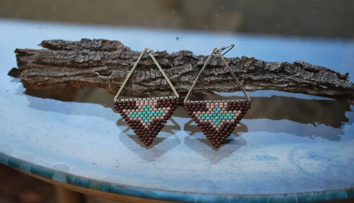 Eagle in Chocolate and Beige Earrings