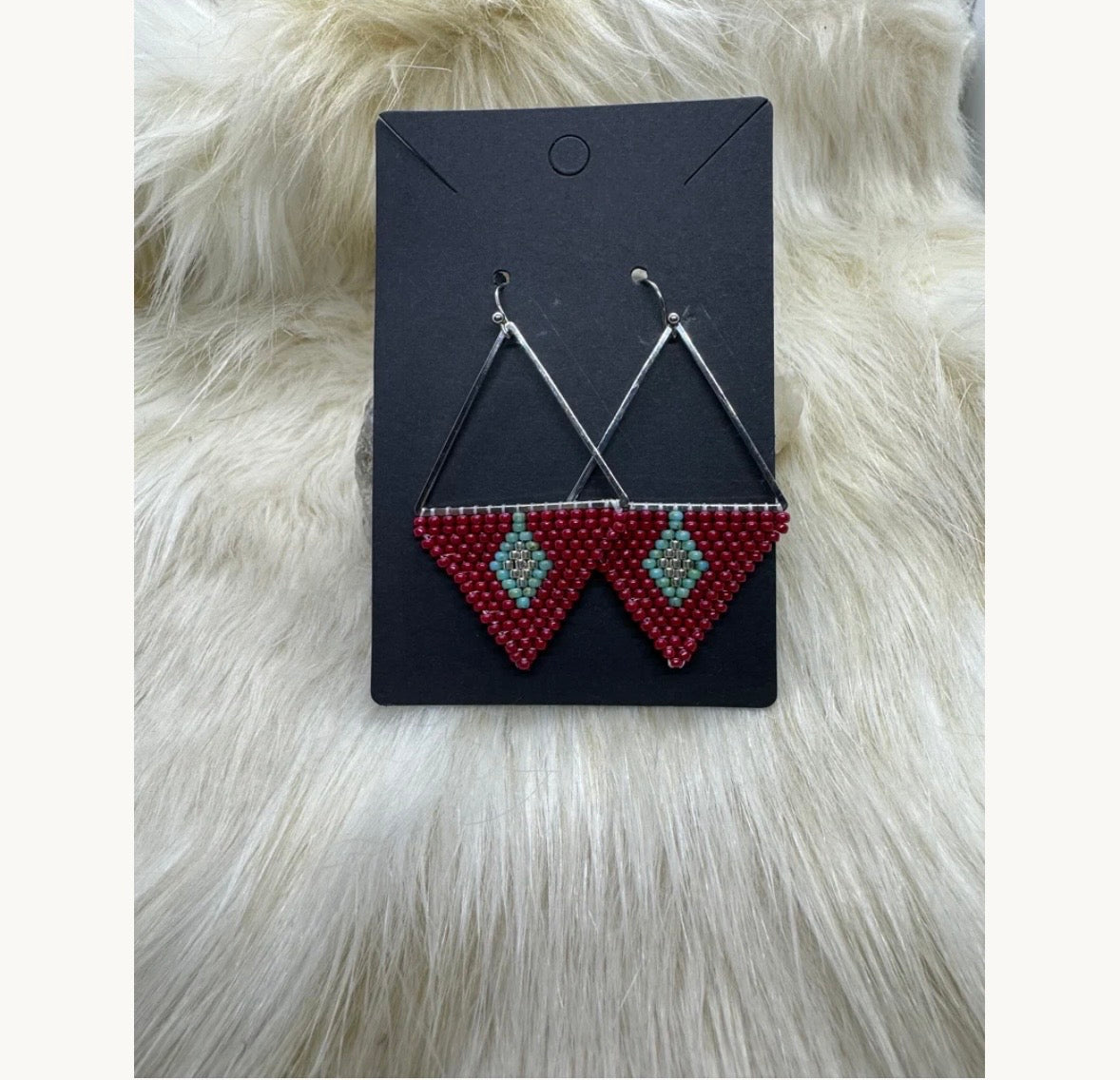 Red and Turquoise Geometric Earrings