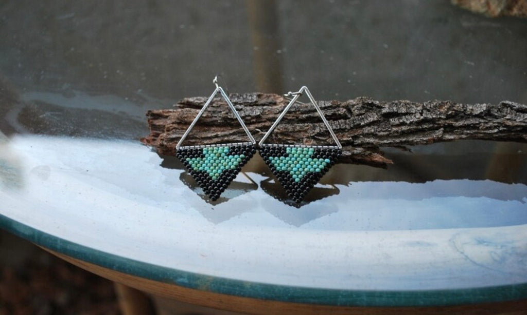 Eagle Black and Turquoise Earrings