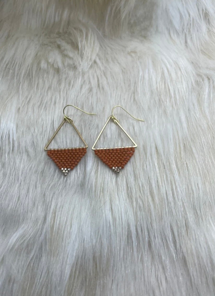 Burnt Orange and Gold Geometric Earrings