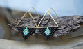 Black, Turquoise, and Gold Geometric Earrings
