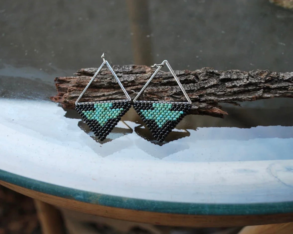 Eagle Black and Turquoise Earrings