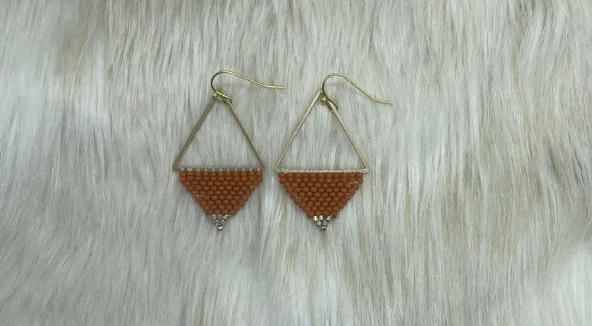 Burnt Orange and Gold Geometric Earrings